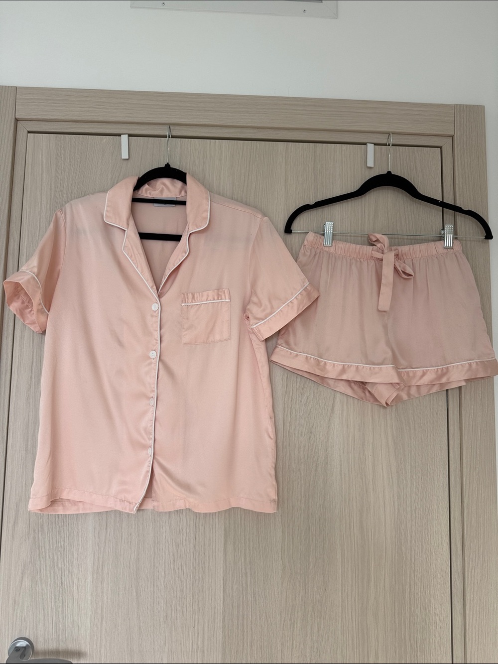 Romantic Pink pajamas with white piping size XS